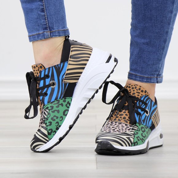 Animal Print Fashion Comfort Wedge Heel Sneakers Shoes - Picture 11 of 13